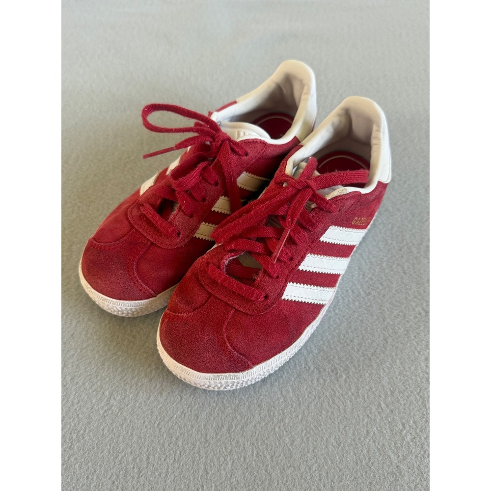 Adidas Gazelle Kids Sneakers Red Suede White Stripes size 13 toddler